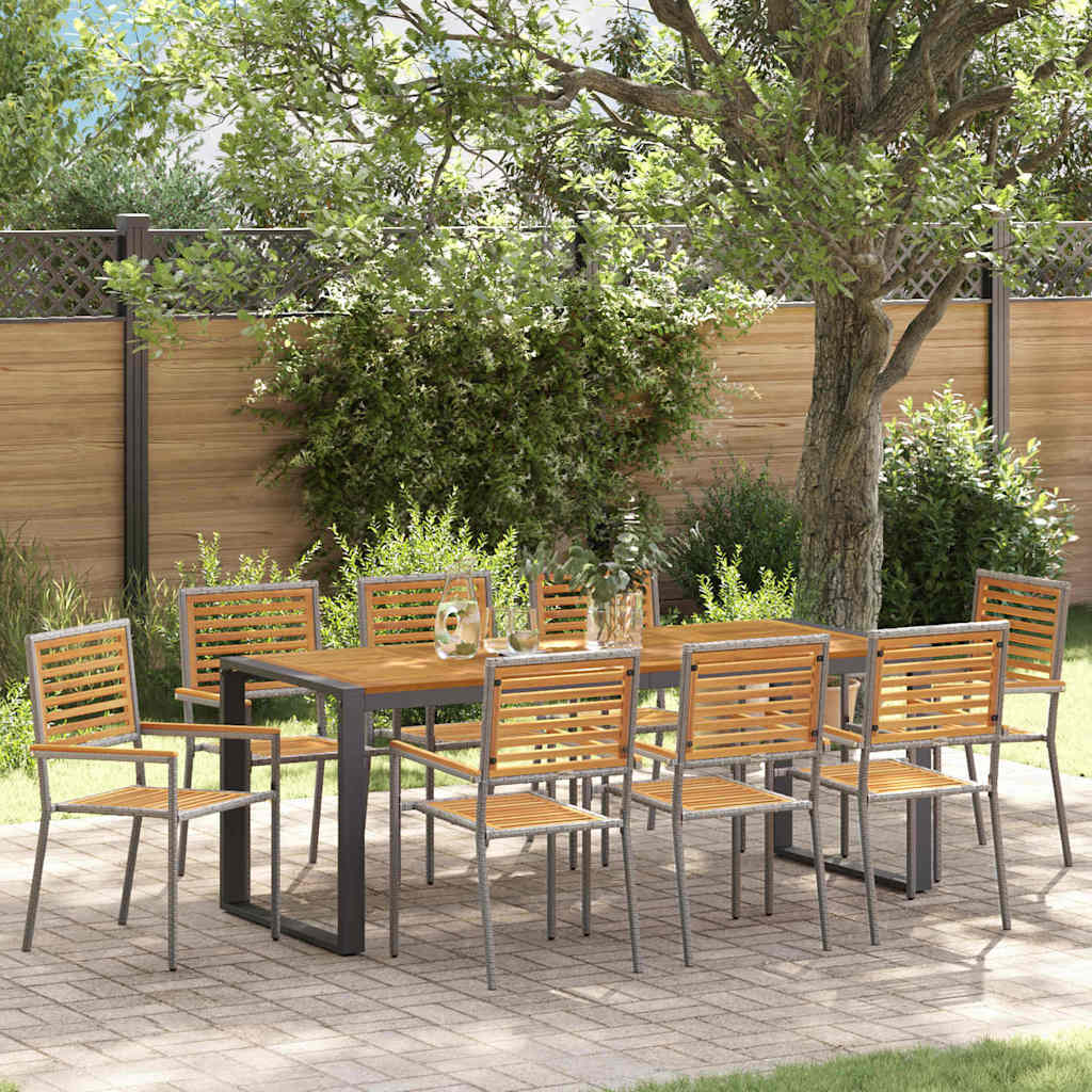 Garden Dining Set 9 Pcs And Brown Poly Rattan