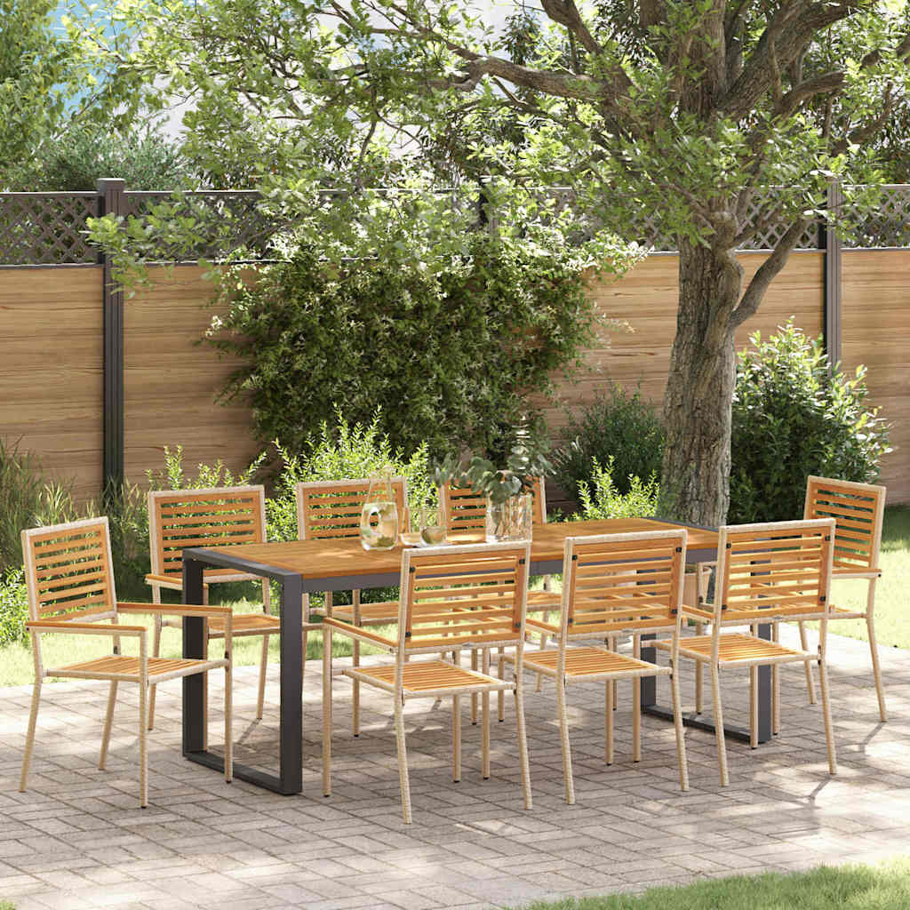 Garden Dining Set 9 Pcs And Brown Poly Rattan