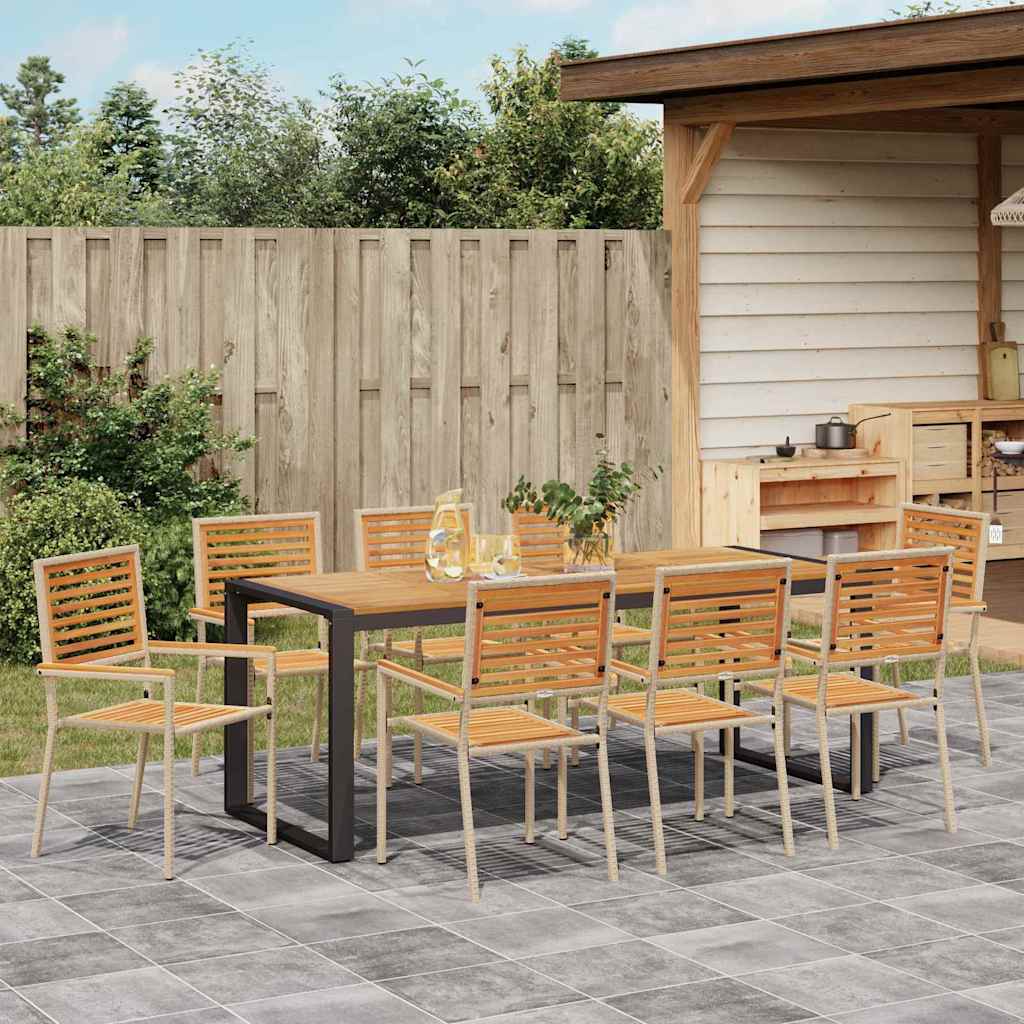 Garden Dining Set 9 Pcs And Brown Poly Rattan