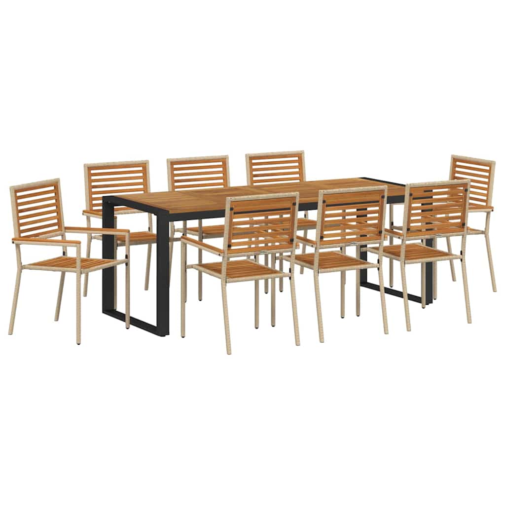 Garden Dining Set 9 Pcs And Brown Poly Rattan