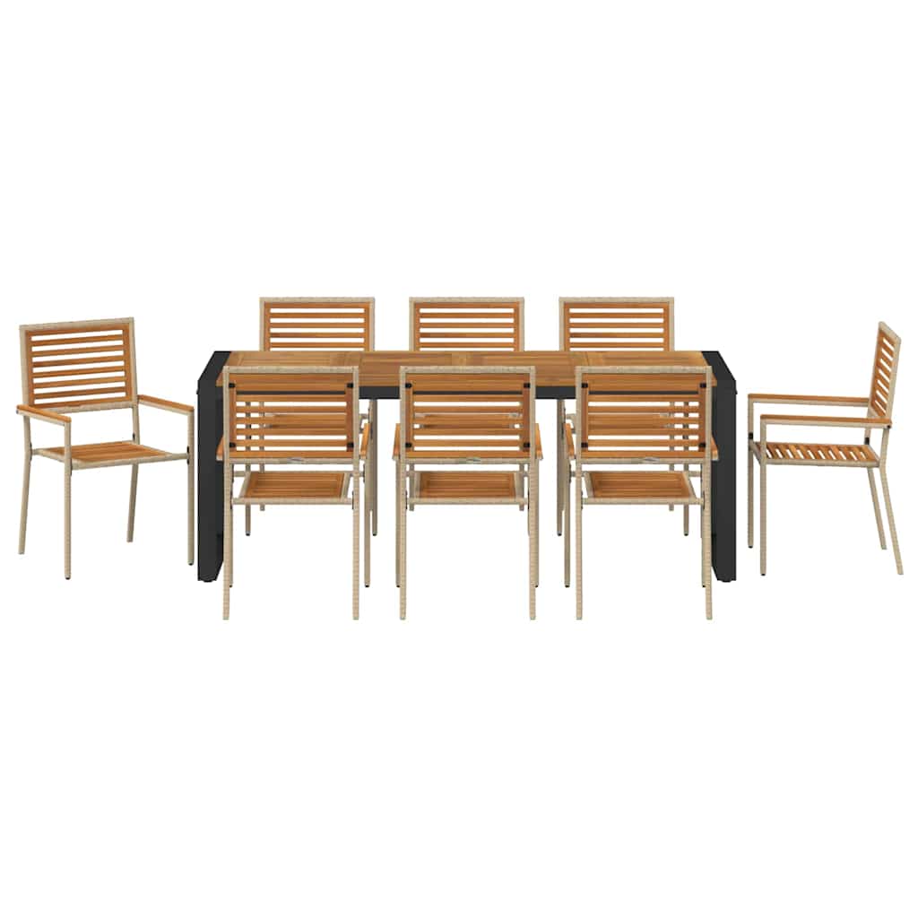 Garden Dining Set 9 Pcs And Brown Poly Rattan