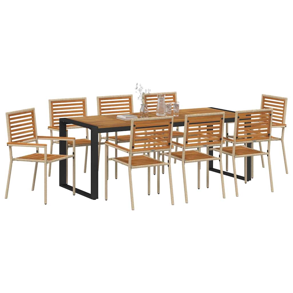 Garden Dining Set 9 Pcs And Brown Poly Rattan