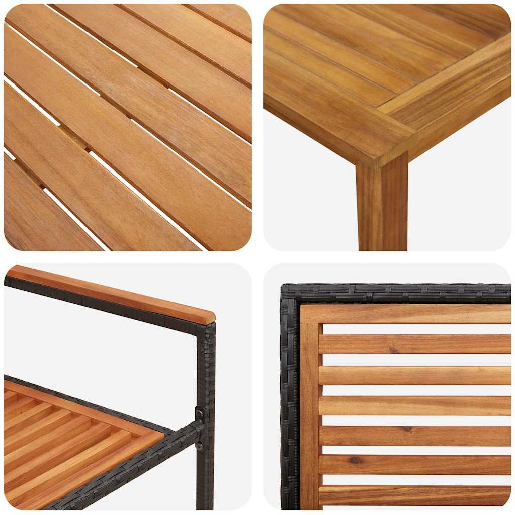 Outdoor Furniture Set Garden Dining 3 Pcs Solid Acacia Wood Beige Black Grey 85