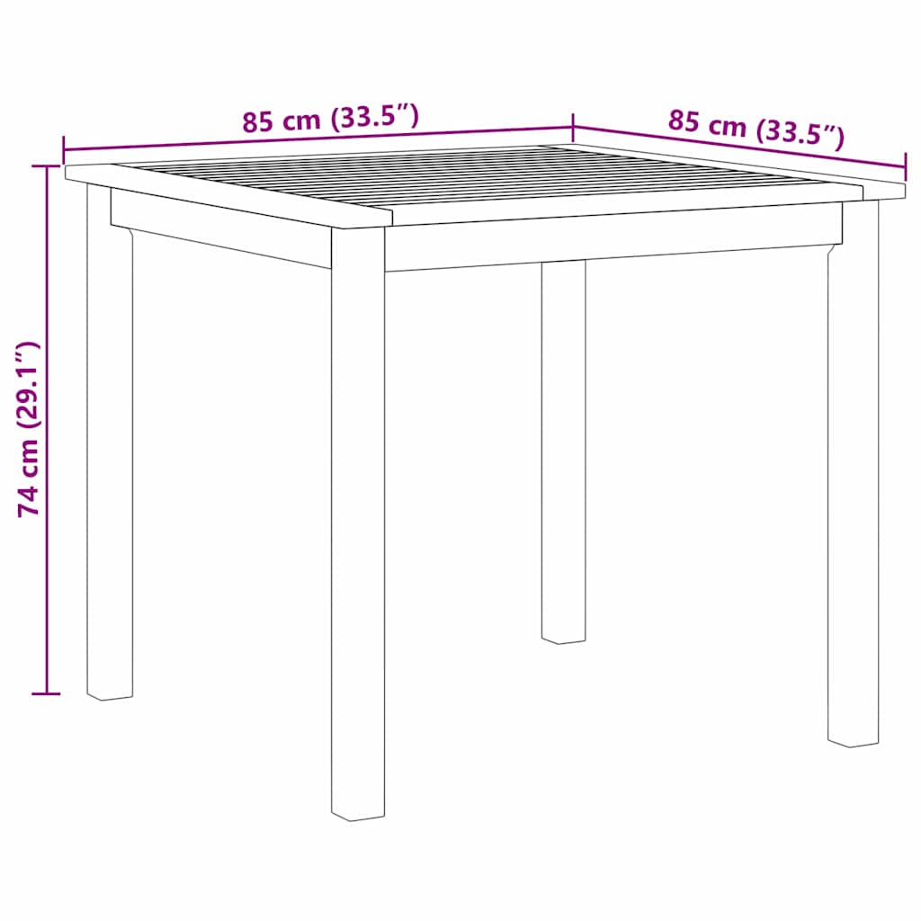Outdoor Furniture Set Garden Dining 3 Pcs Solid Acacia Wood Beige Black Grey 85