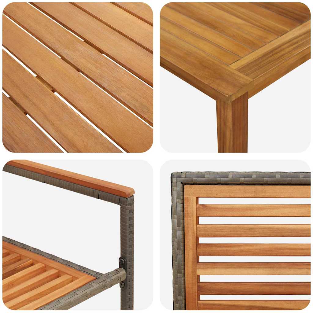 Outdoor Furniture Set Garden Dining 3 Pcs Solid Acacia Wood Beige Black Grey 85