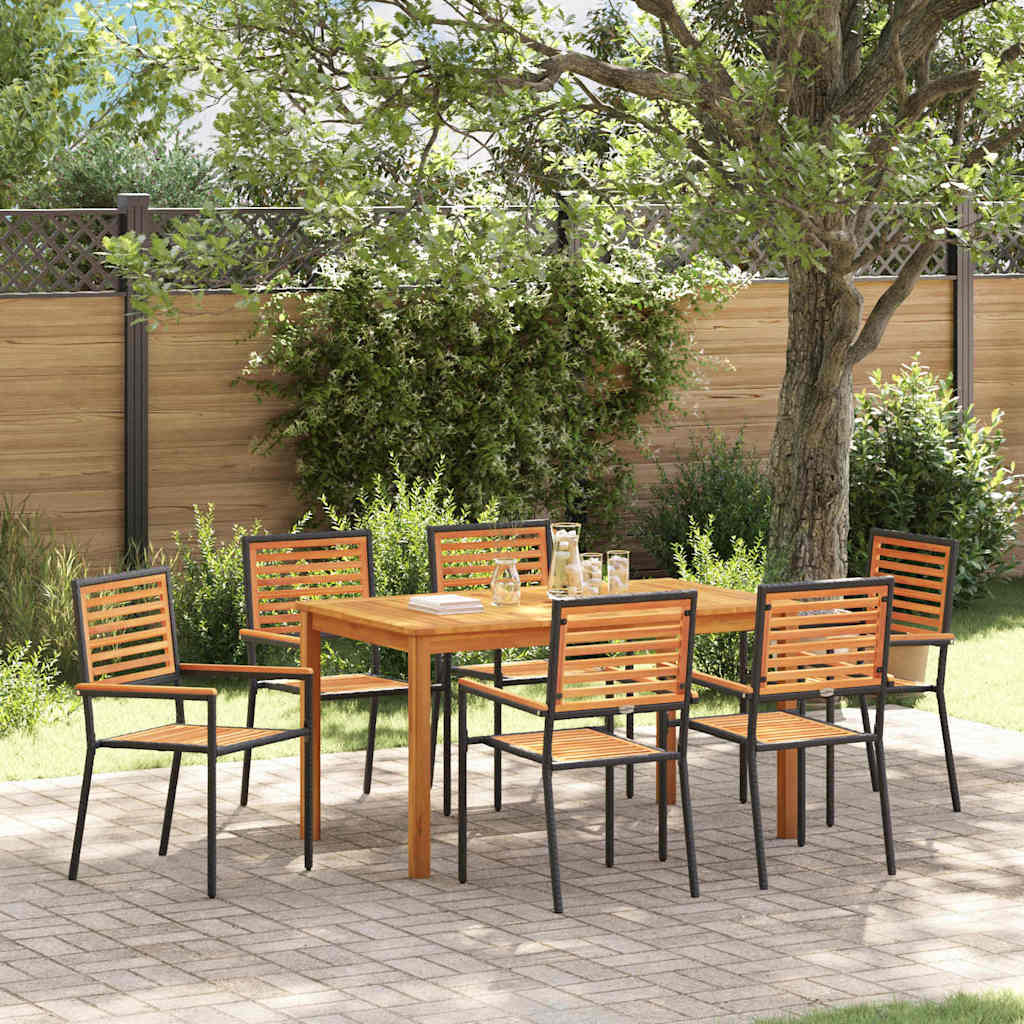 Garden Dining Set 7 Pcs Solid Acacia Wood