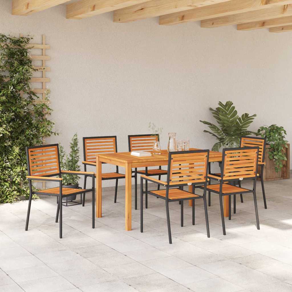 Garden Dining Set 7 Pcs Solid Acacia Wood