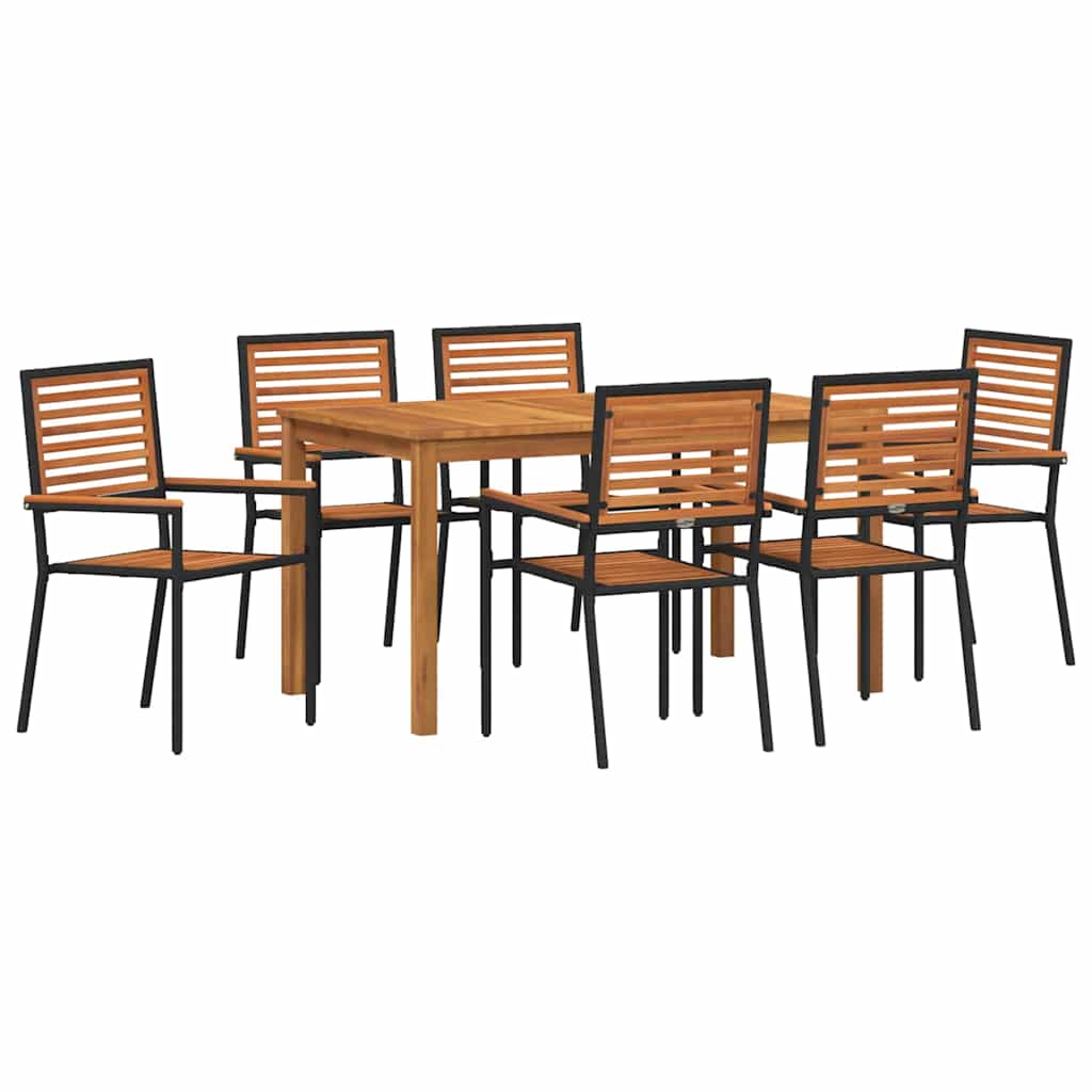 Garden Dining Set 7 Pcs Solid Acacia Wood