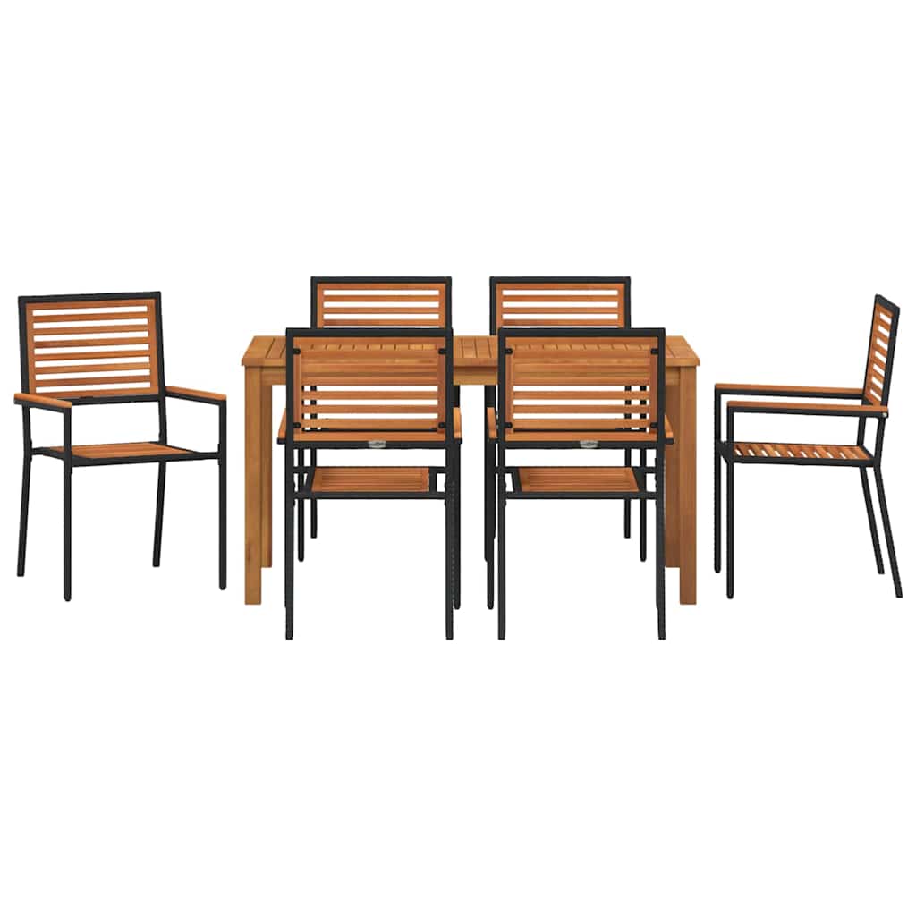 Garden Dining Set 7 Pcs Solid Acacia Wood