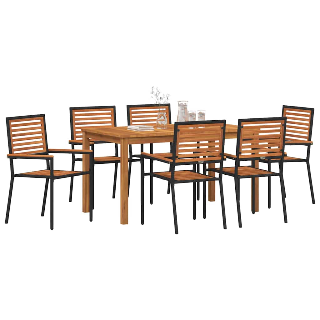 Garden Dining Set 7 Pcs Solid Acacia Wood