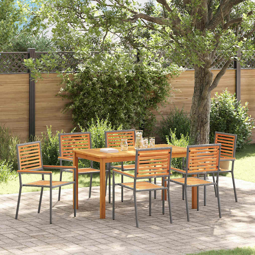 Garden Dining Set 7 Pcs Solid Acacia Wood