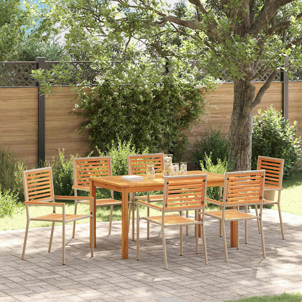 Garden Dining Set 7 Pcs Solid Acacia Wood