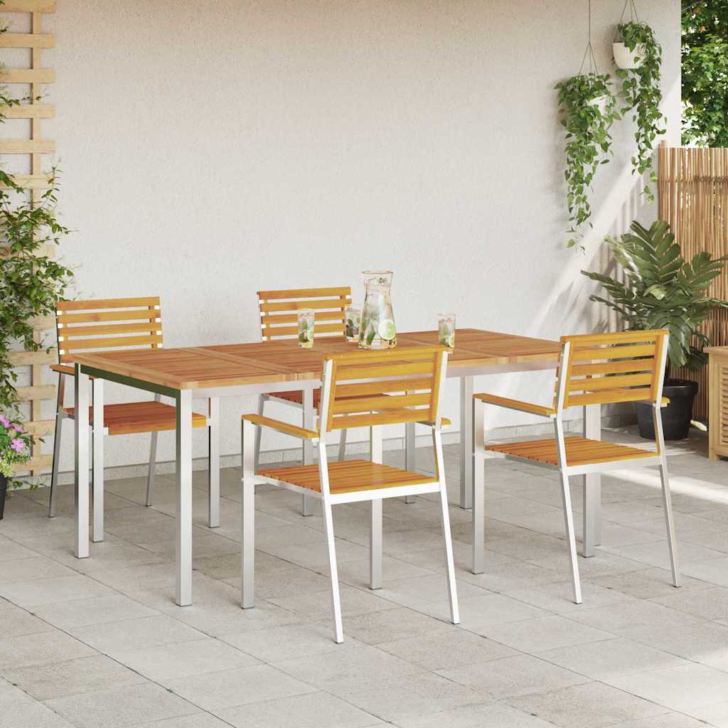 Garden Dining Set 5 Pcs Brown