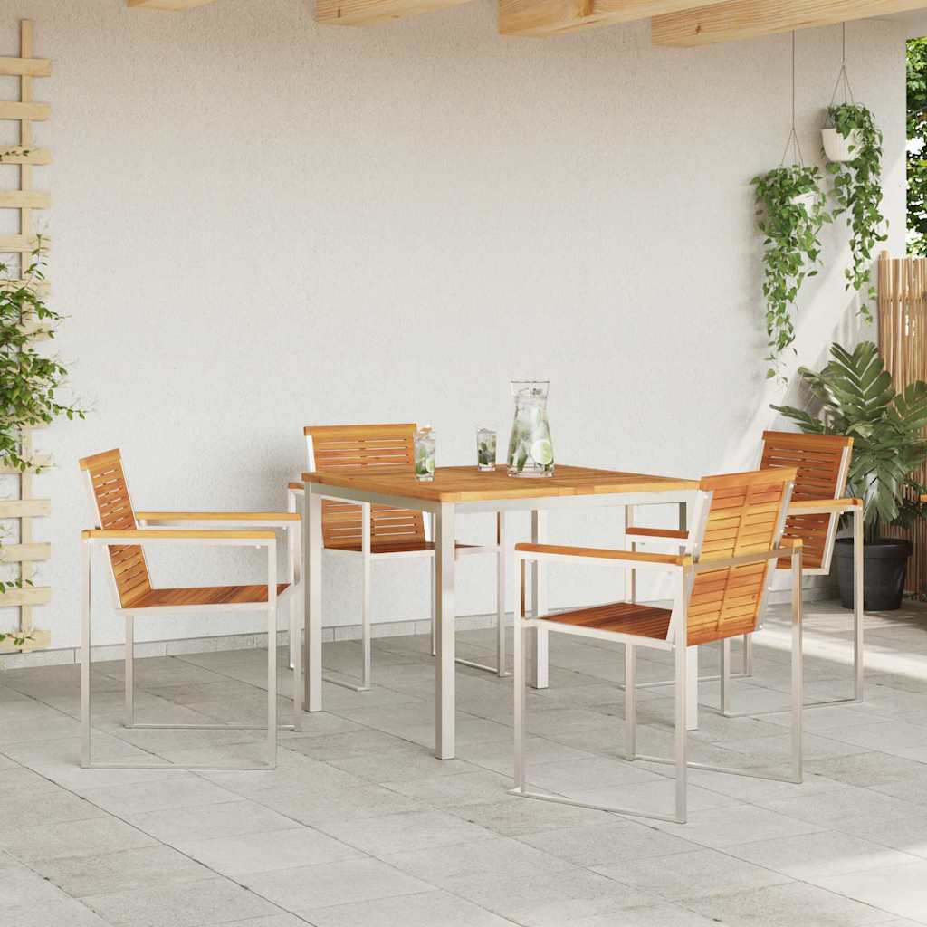 Outdoor Furniture Set Garden Dining 7 Pcs Brown Solid Teak Wood Removable 6 200