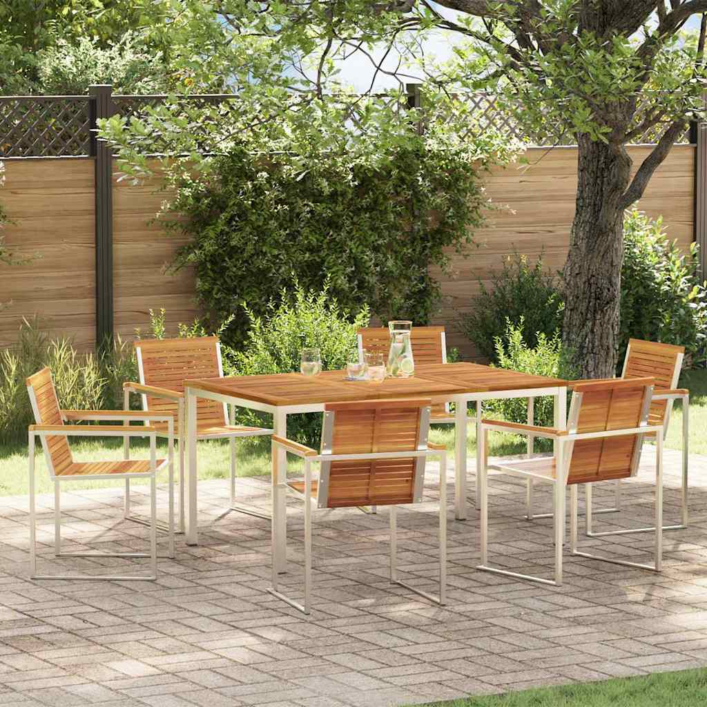 Garden Dining Set 7 Pcs Brown