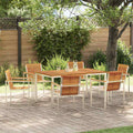 Garden Dining Set 7 Pcs Brown