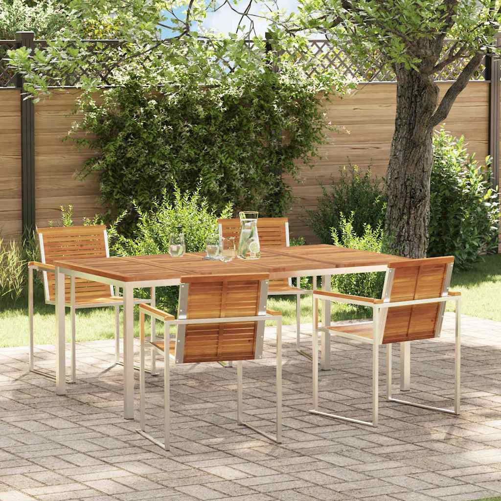 Garden Dining Set 7 Pcs Brown