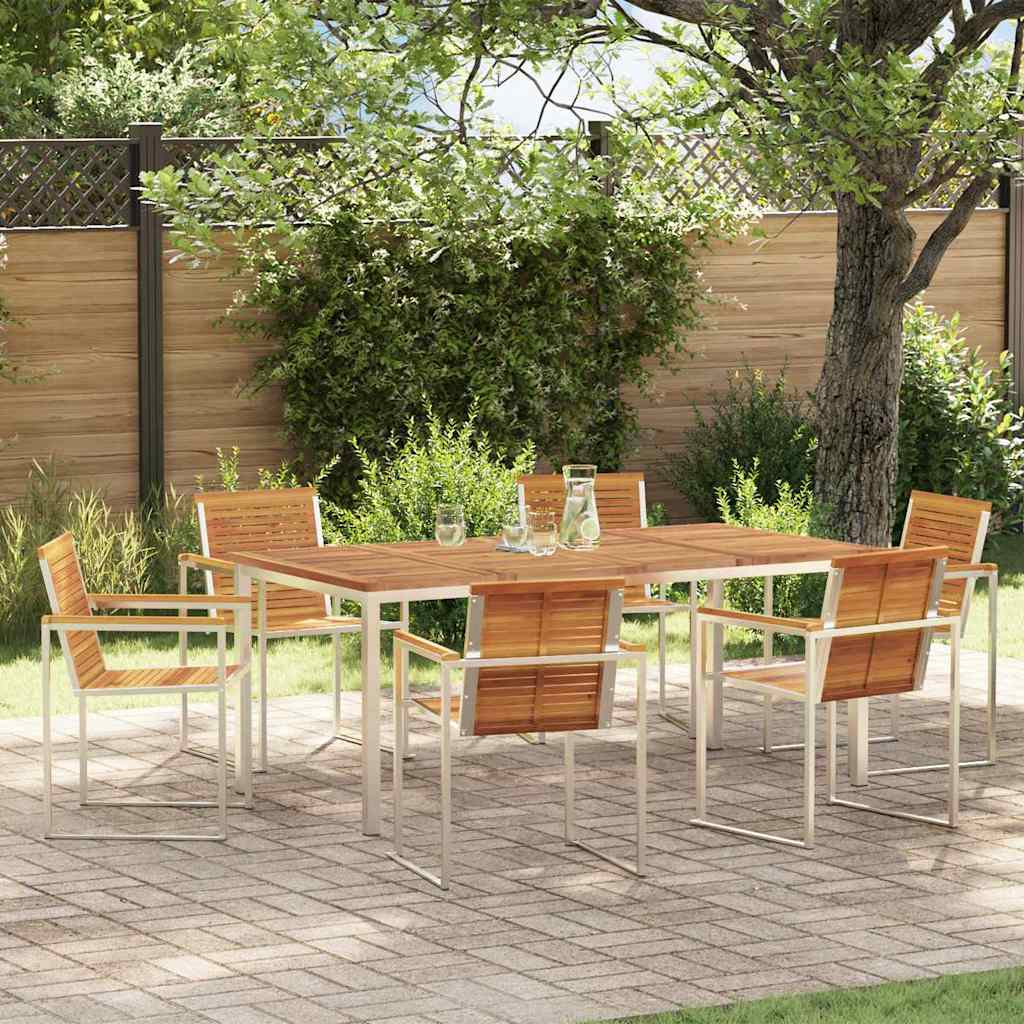 Garden Dining Set 7 Pcs Brown