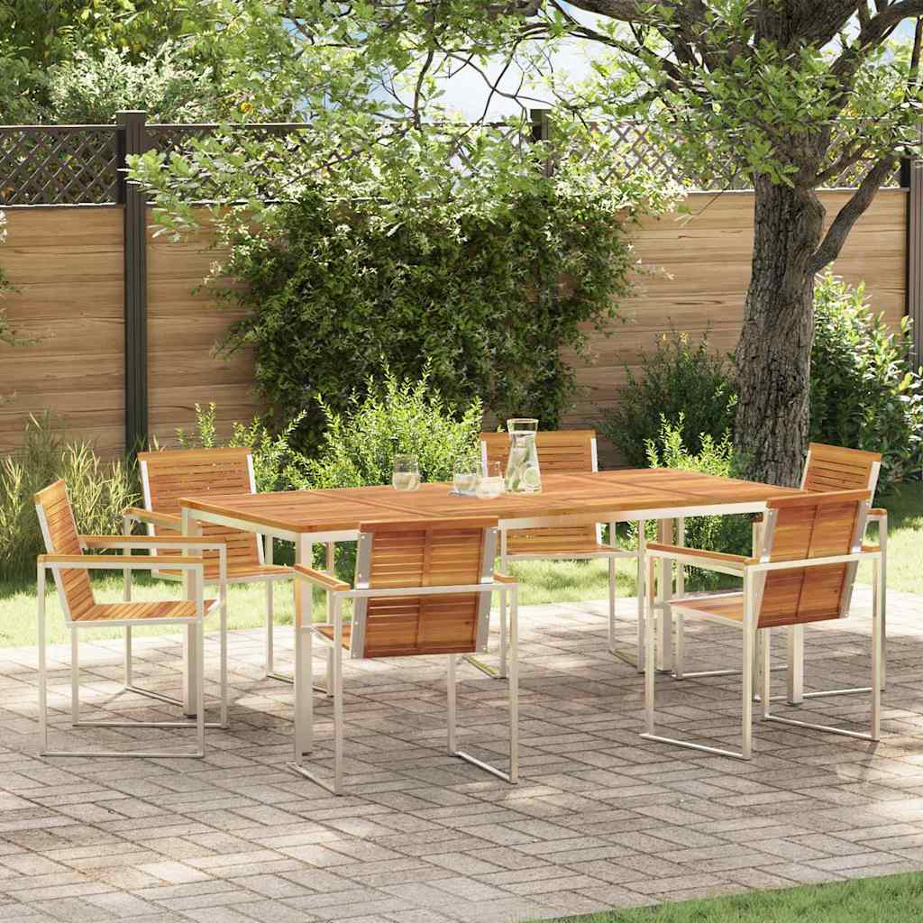 Garden Dining Set 7 Pcs Brown
