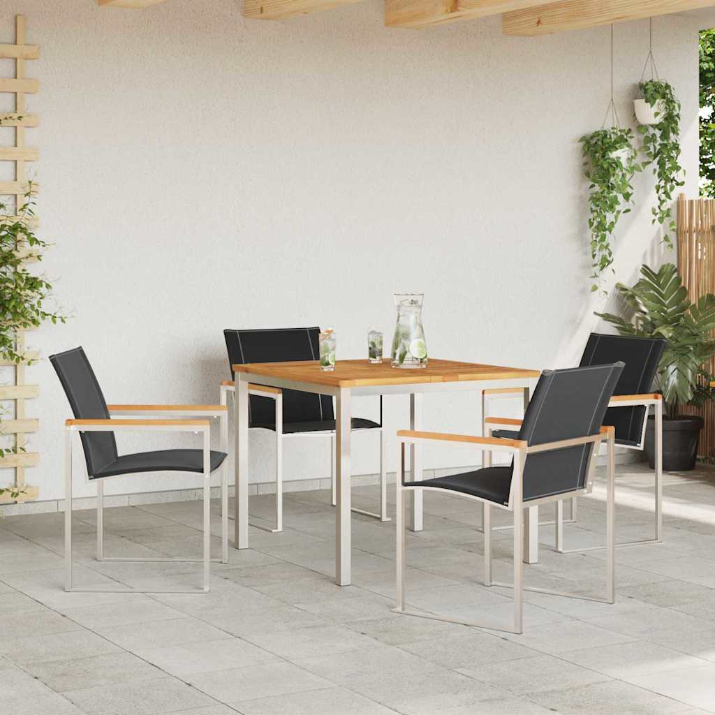 Outdoor Furniture Set Garden Dining 9 Pcs Brown Solid Teak Wood Removable 6 200
