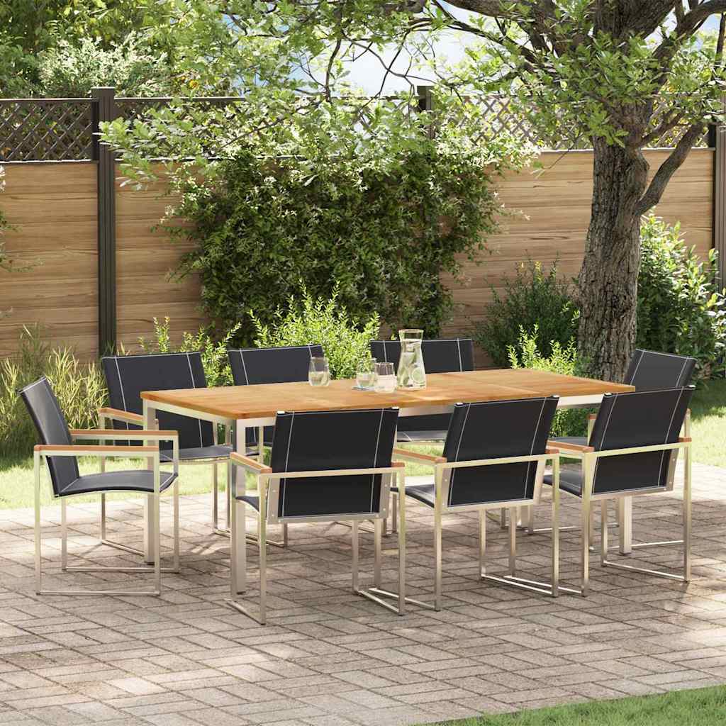 Garden Dining Set 9 Pcs Brown