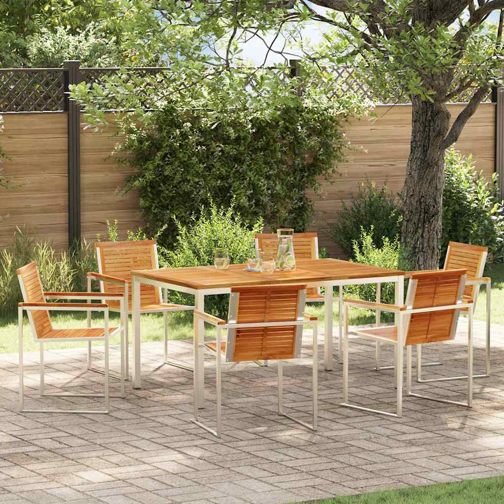 Garden Dining Set 7 Pcs Brown