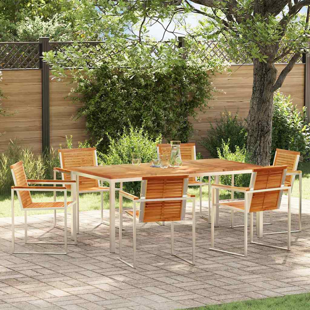 Garden Dining Set 7 Pcs Brown