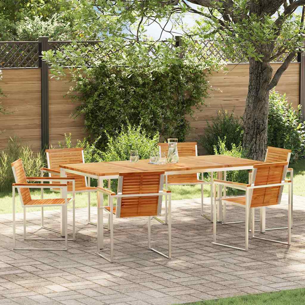 Garden Dining Set 7 Pcs Brown