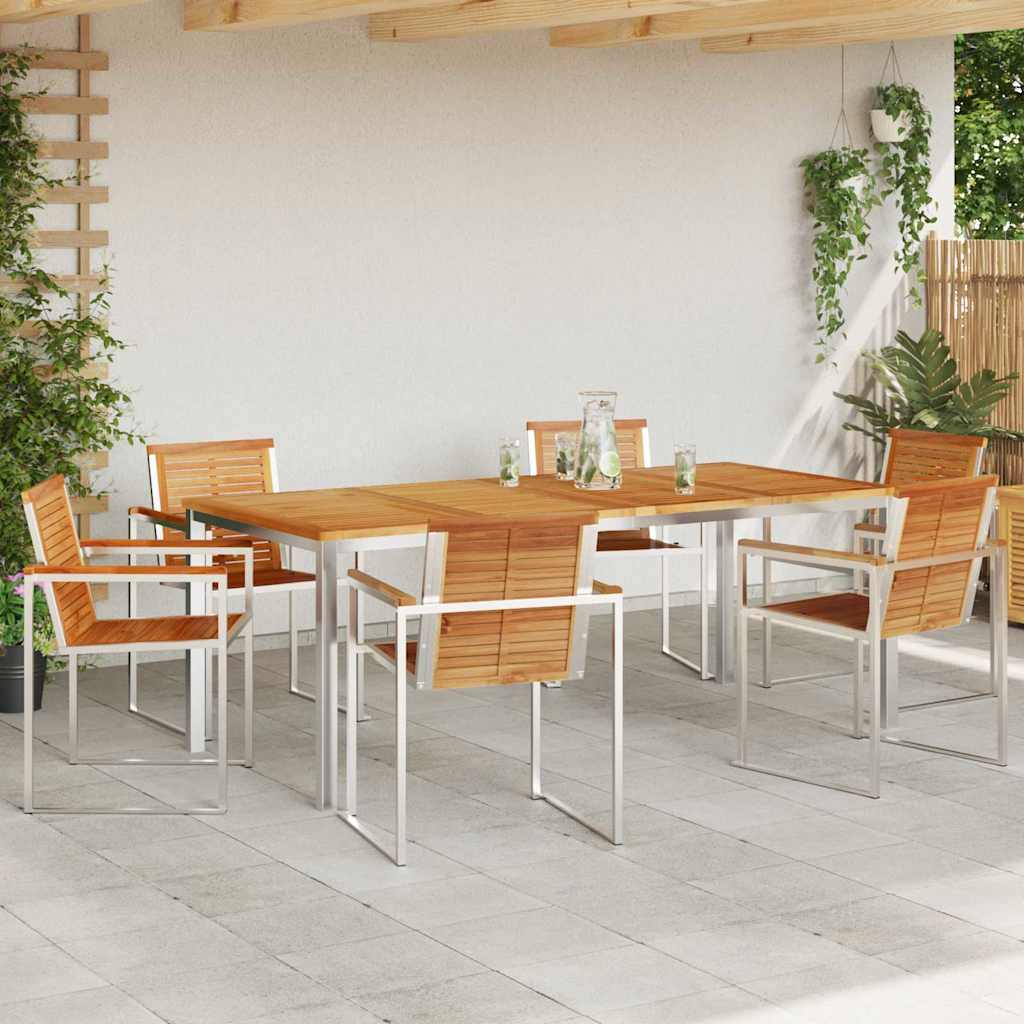 Garden Dining Set 7 Pcs Brown
