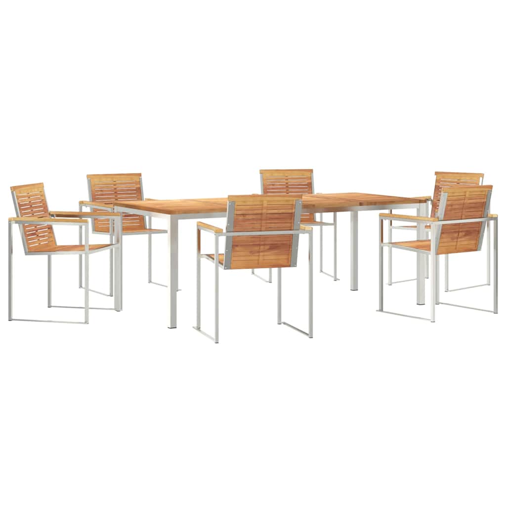 Garden Dining Set 7 Pcs Brown