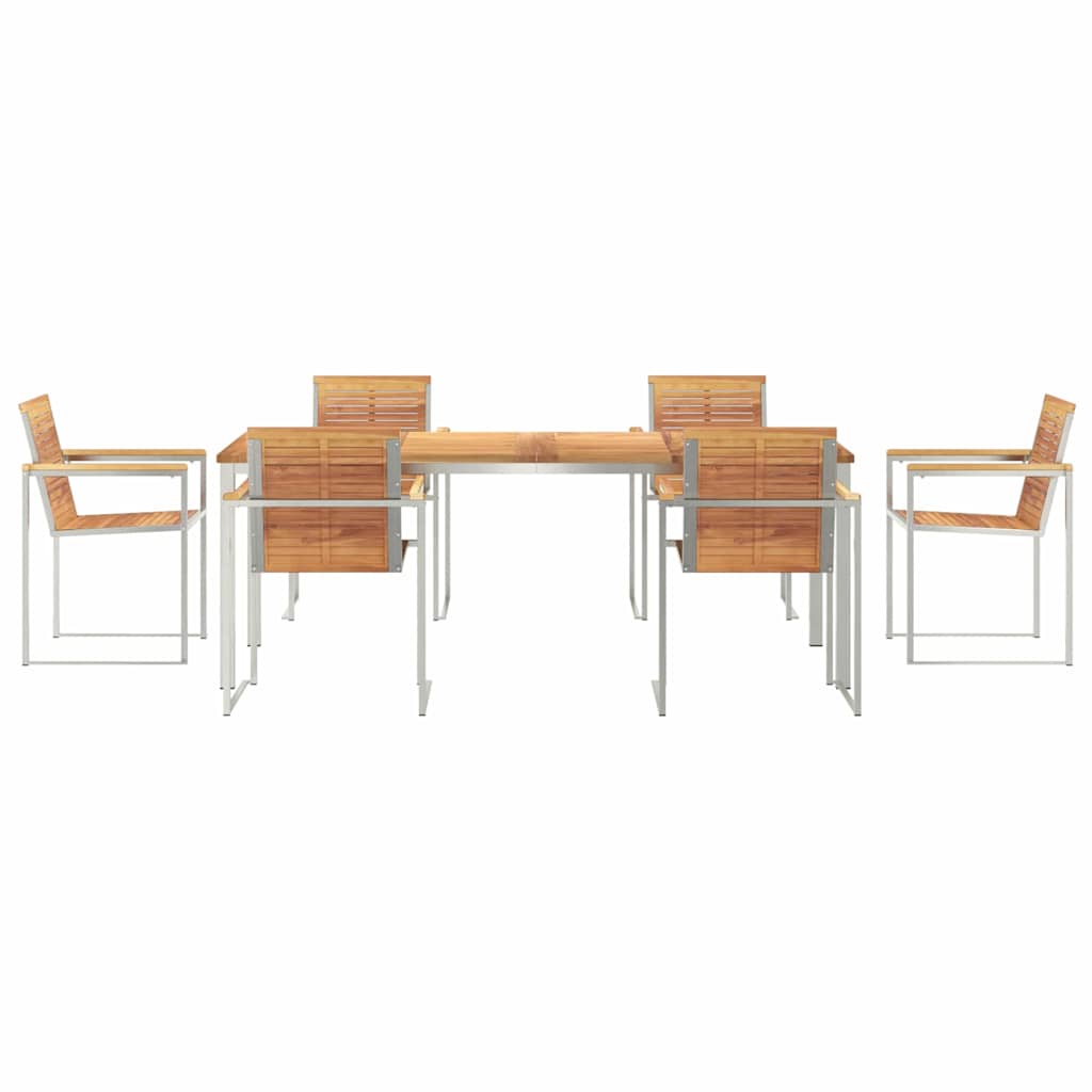 Garden Dining Set 7 Pcs Brown