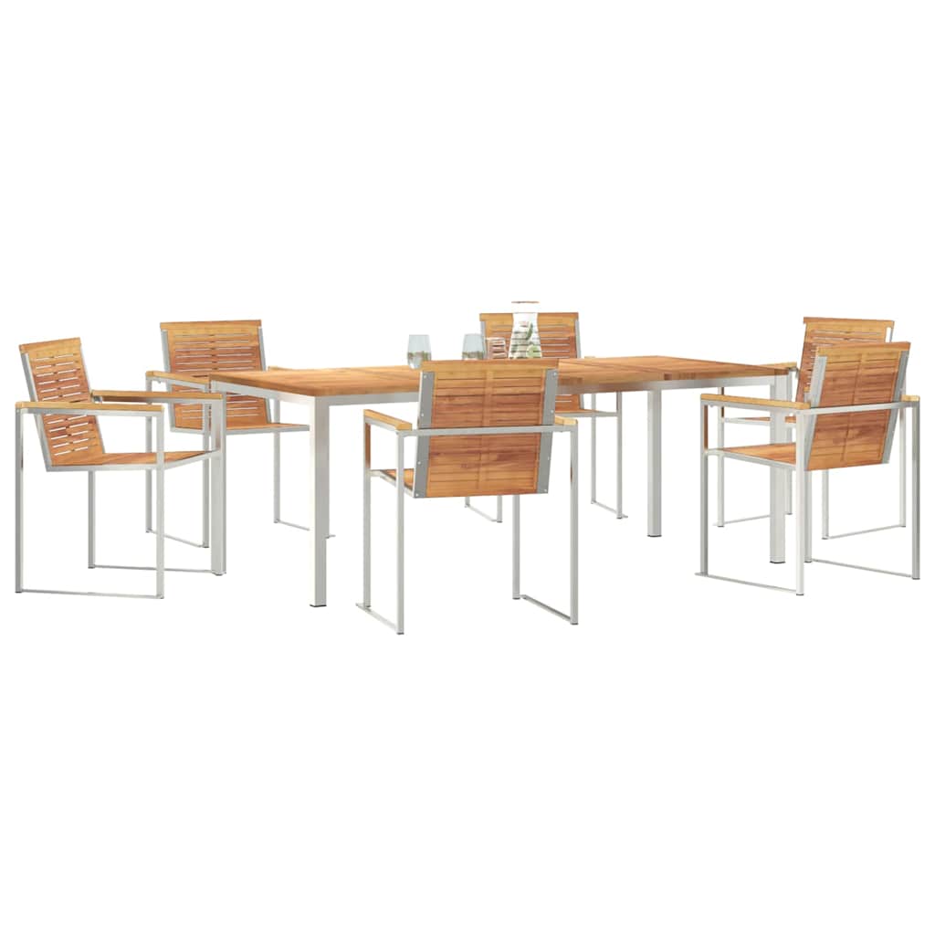 Garden Dining Set 7 Pcs Brown
