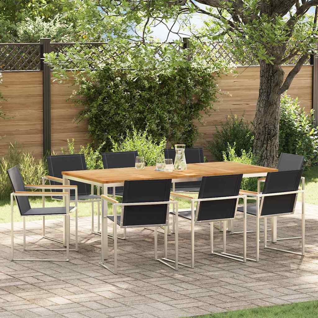 Garden Dining Set 9 Pcs Brown