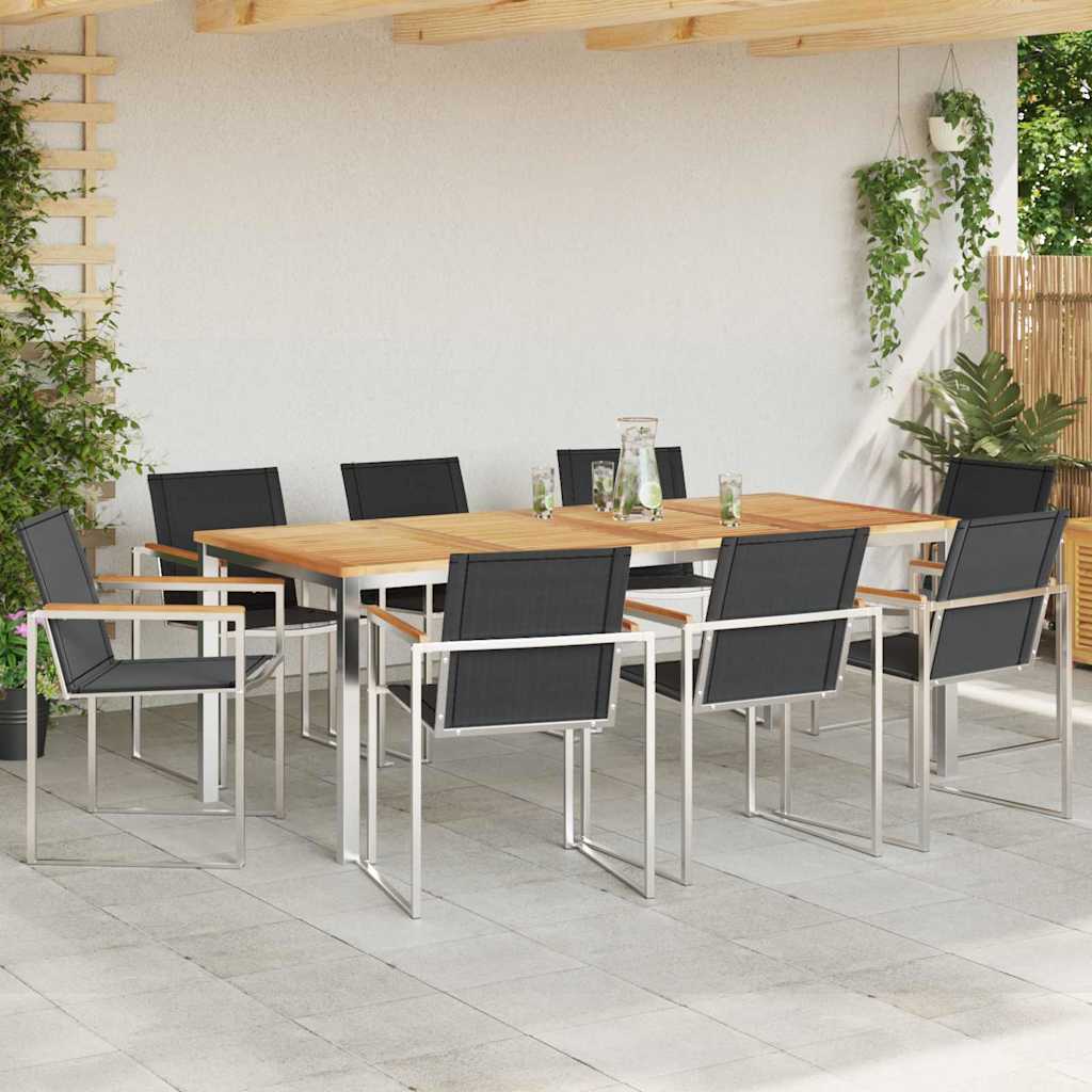Garden Dining Set 9 Pcs Brown