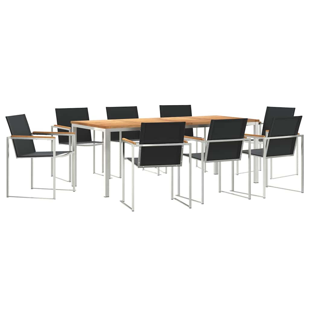 Garden Dining Set 9 Pcs Brown
