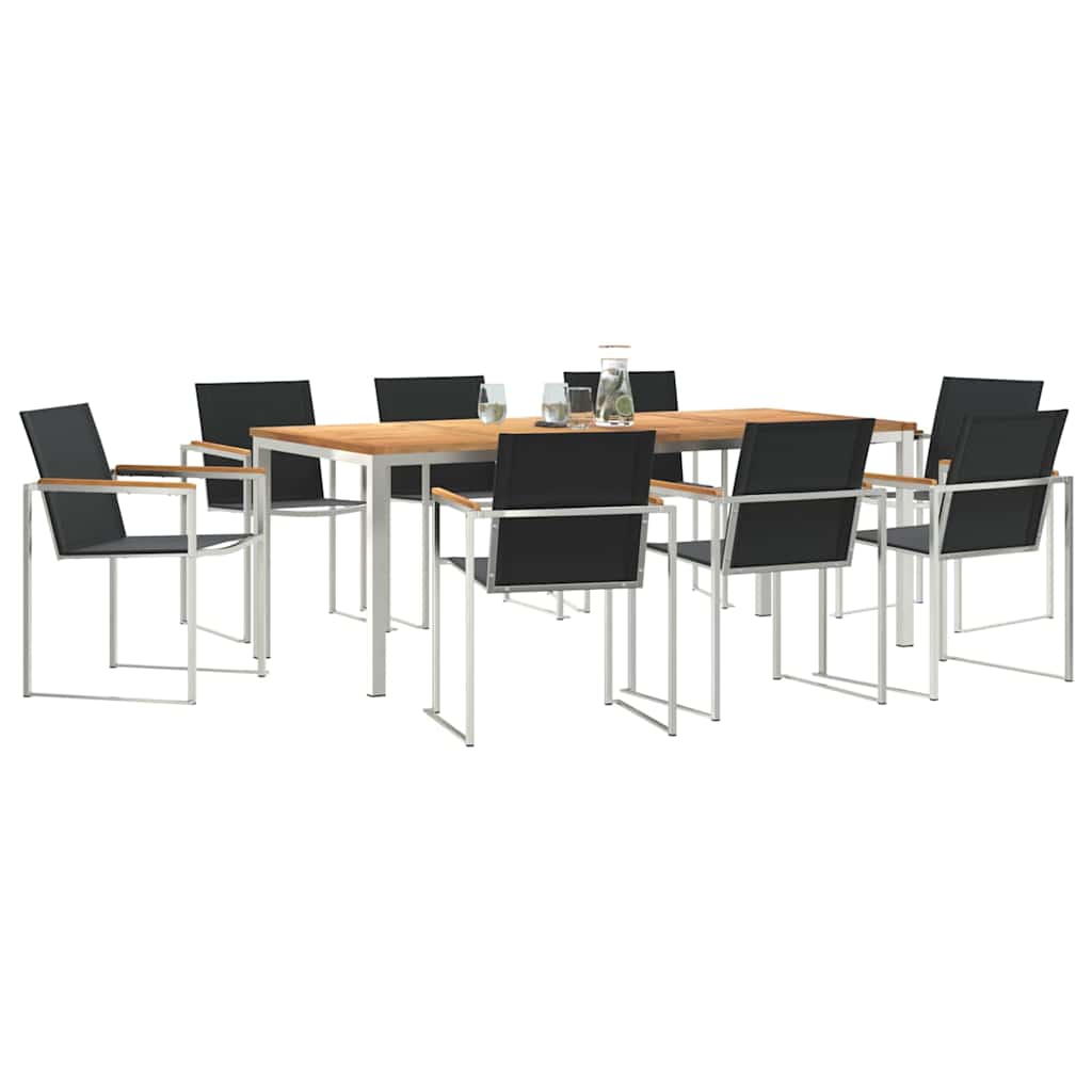 Garden Dining Set 9 Pcs Brown