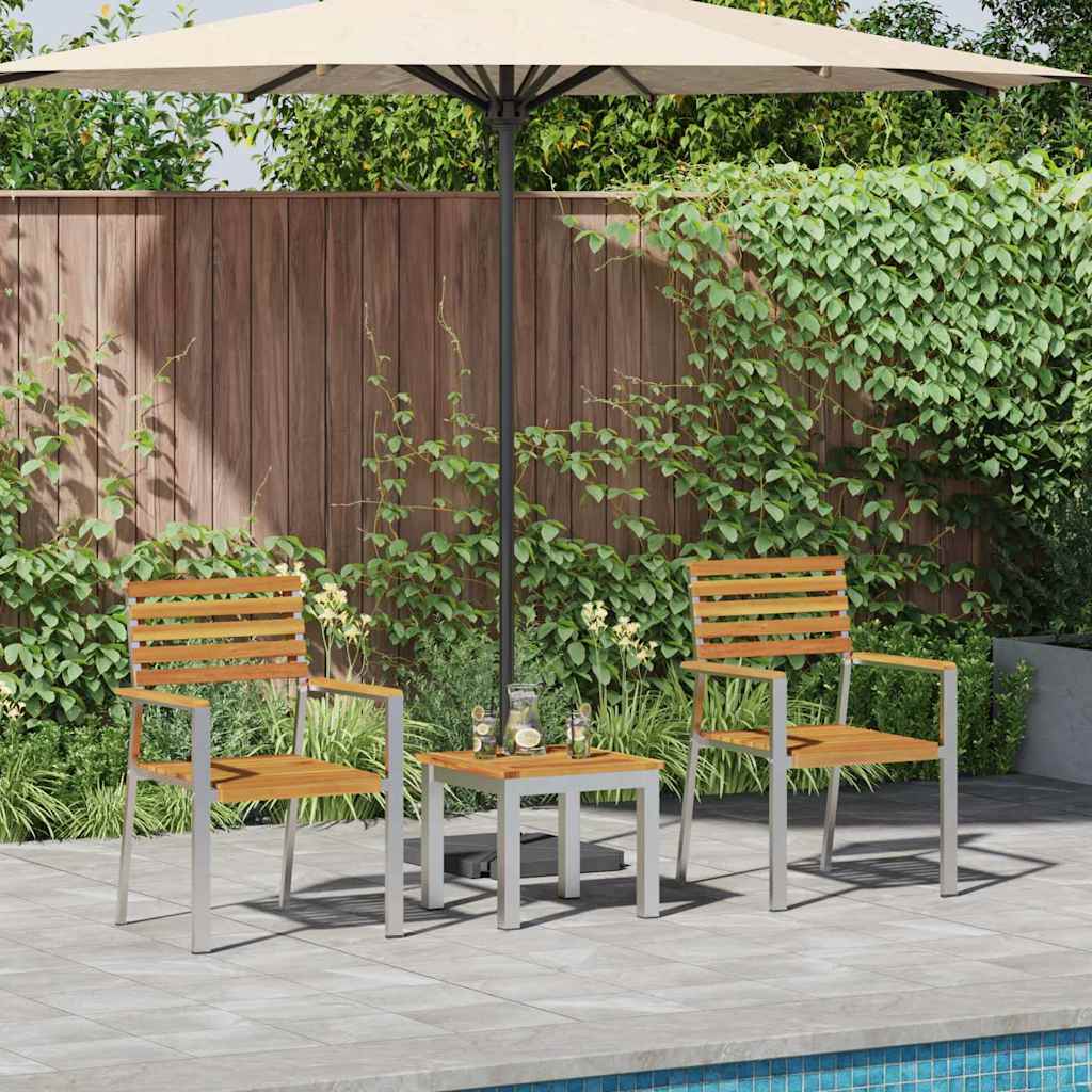 Outdoor Furniture Set Garden Dining 3 Pcs Brown Solid teak wood Solid acacia woo