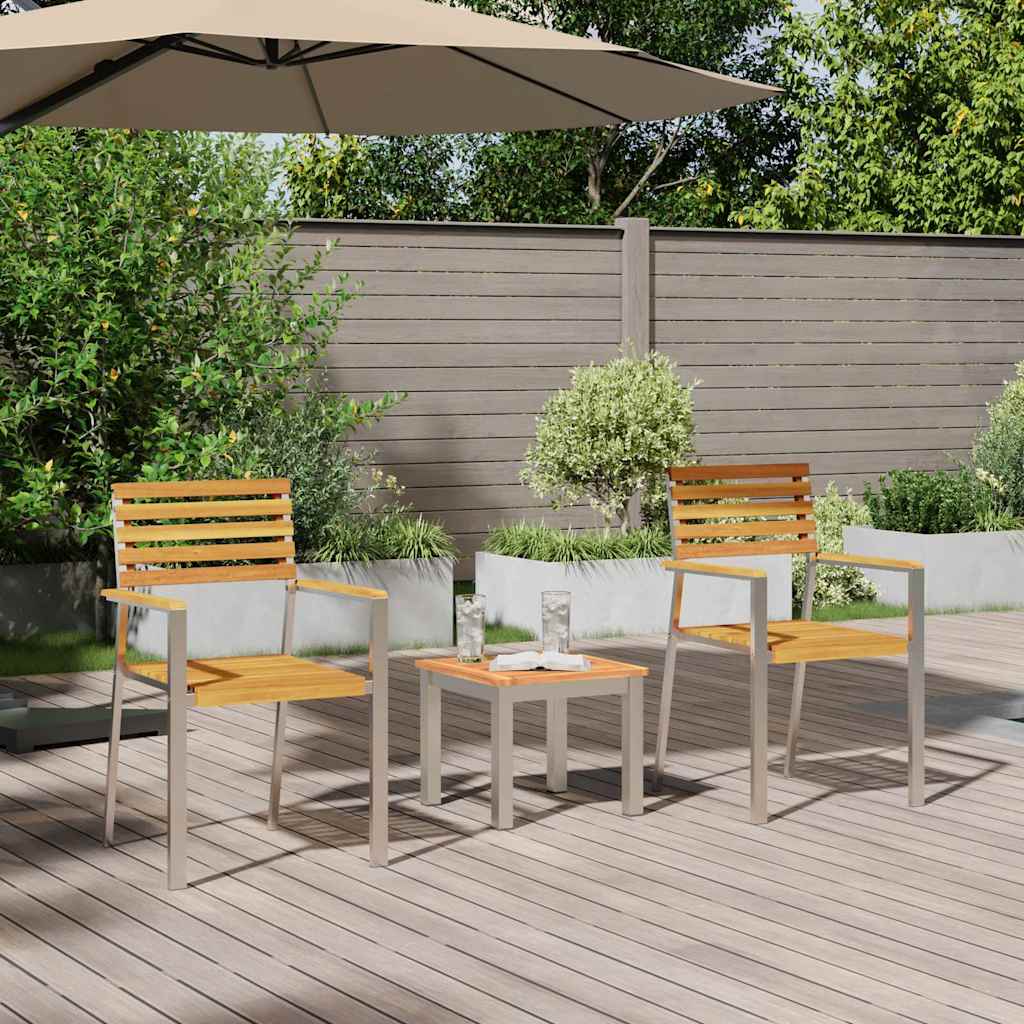 Outdoor Furniture Set Garden Dining 3 Pcs Brown Solid teak wood Solid acacia woo