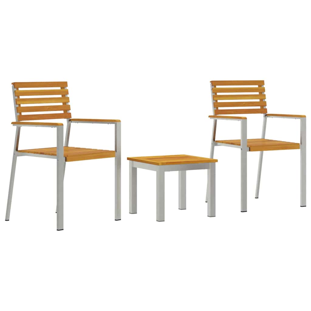 Outdoor Furniture Set Garden Dining 3 Pcs Brown Solid teak wood Solid acacia woo
