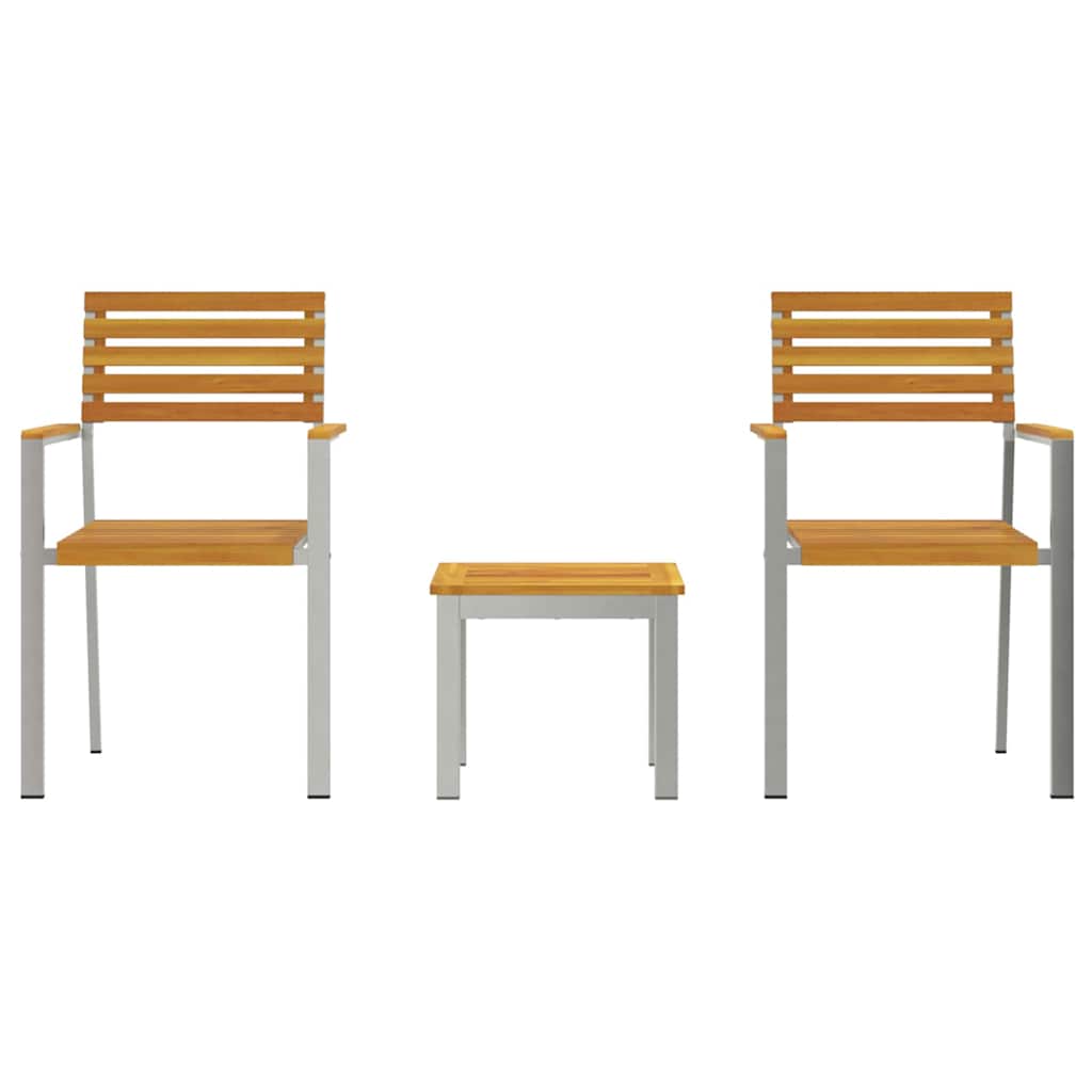 Outdoor Furniture Set Garden Dining 3 Pcs Brown Solid teak wood Solid acacia woo