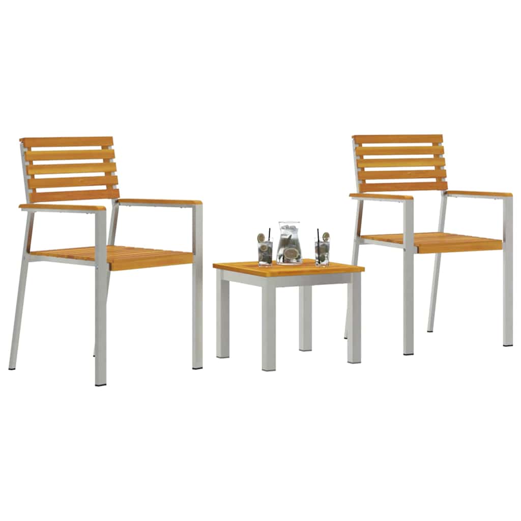 Outdoor Furniture Set Garden Dining 3 Pcs Brown Solid teak wood Solid acacia woo