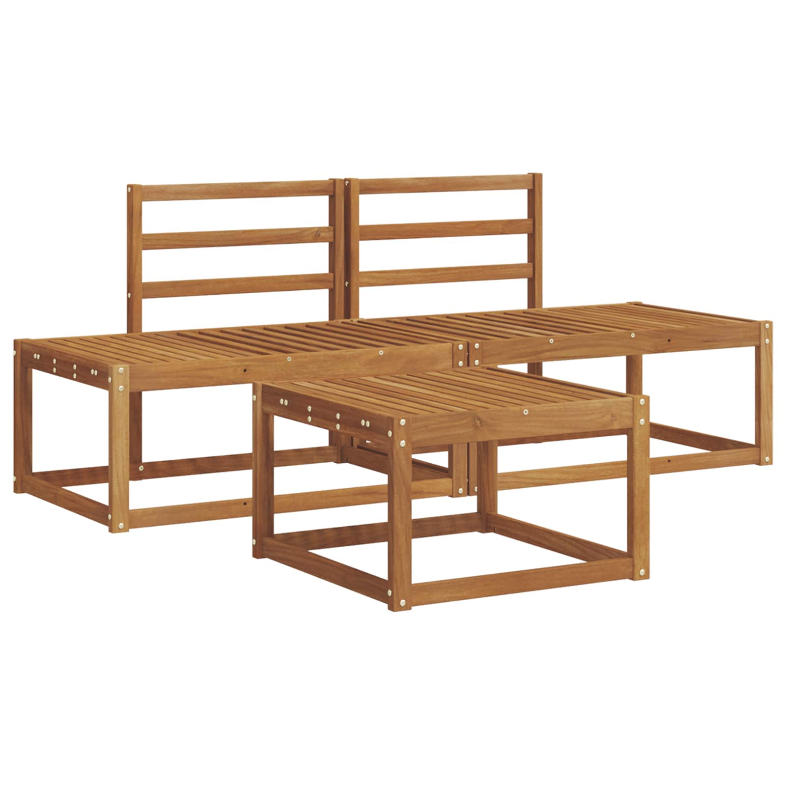 Outdoor Sofa Set 3 Pcs Solid Acacia Wood