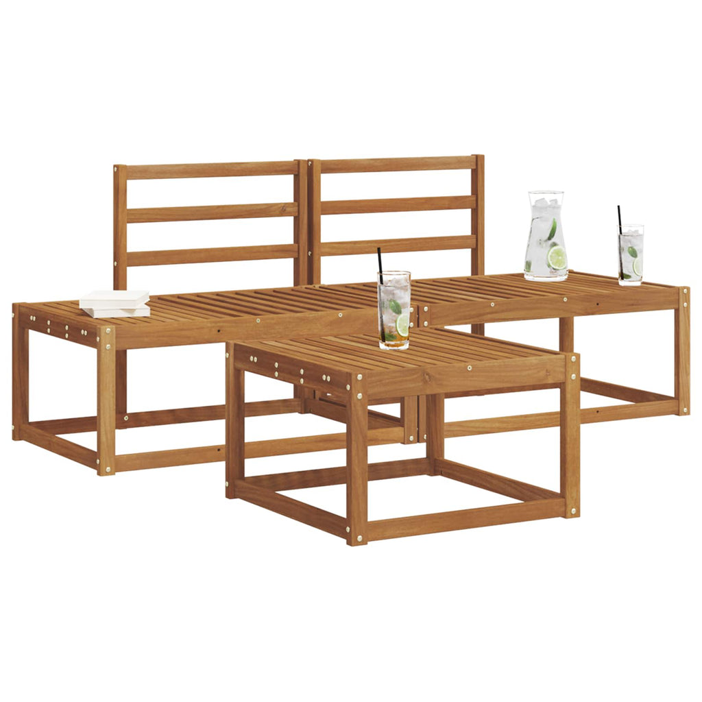 Outdoor Sofa Set 3 Pcs Solid Acacia Wood
