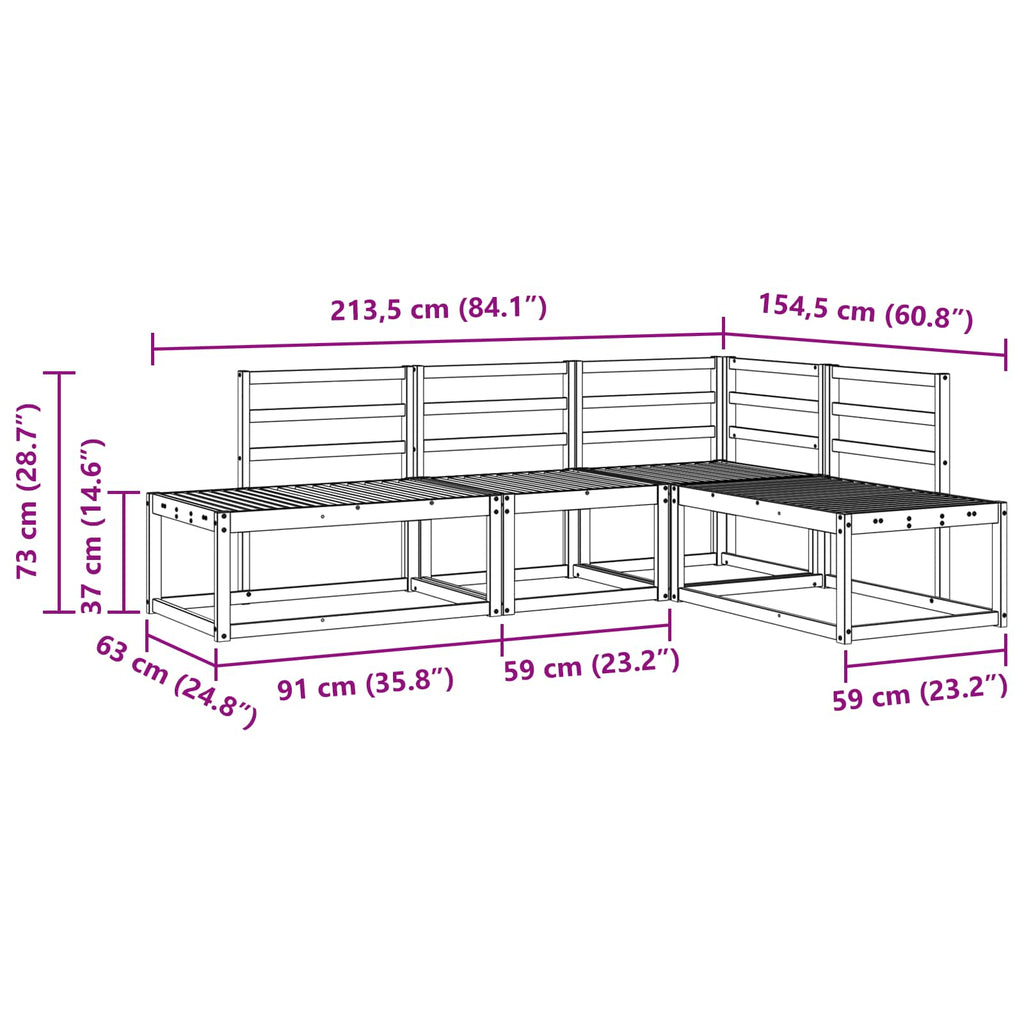 Outdoor Sofa Set 4 Piece Solid Acacia Wood