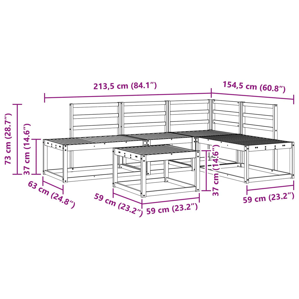Outdoor Sofa Set 5 Piece Solid Acacia Wood