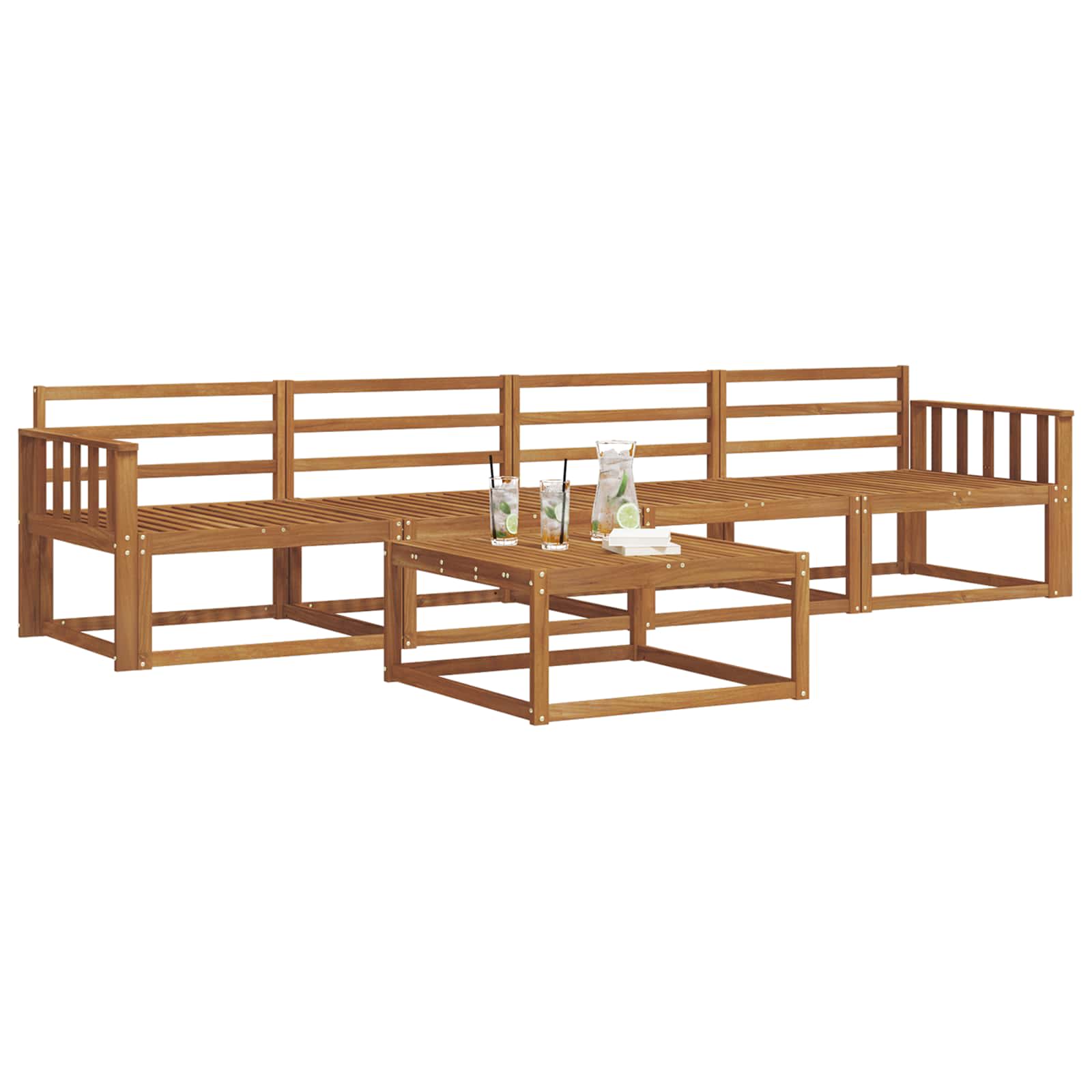 Outdoor Sofa Set 5 Pcs Solid Acacia Wood