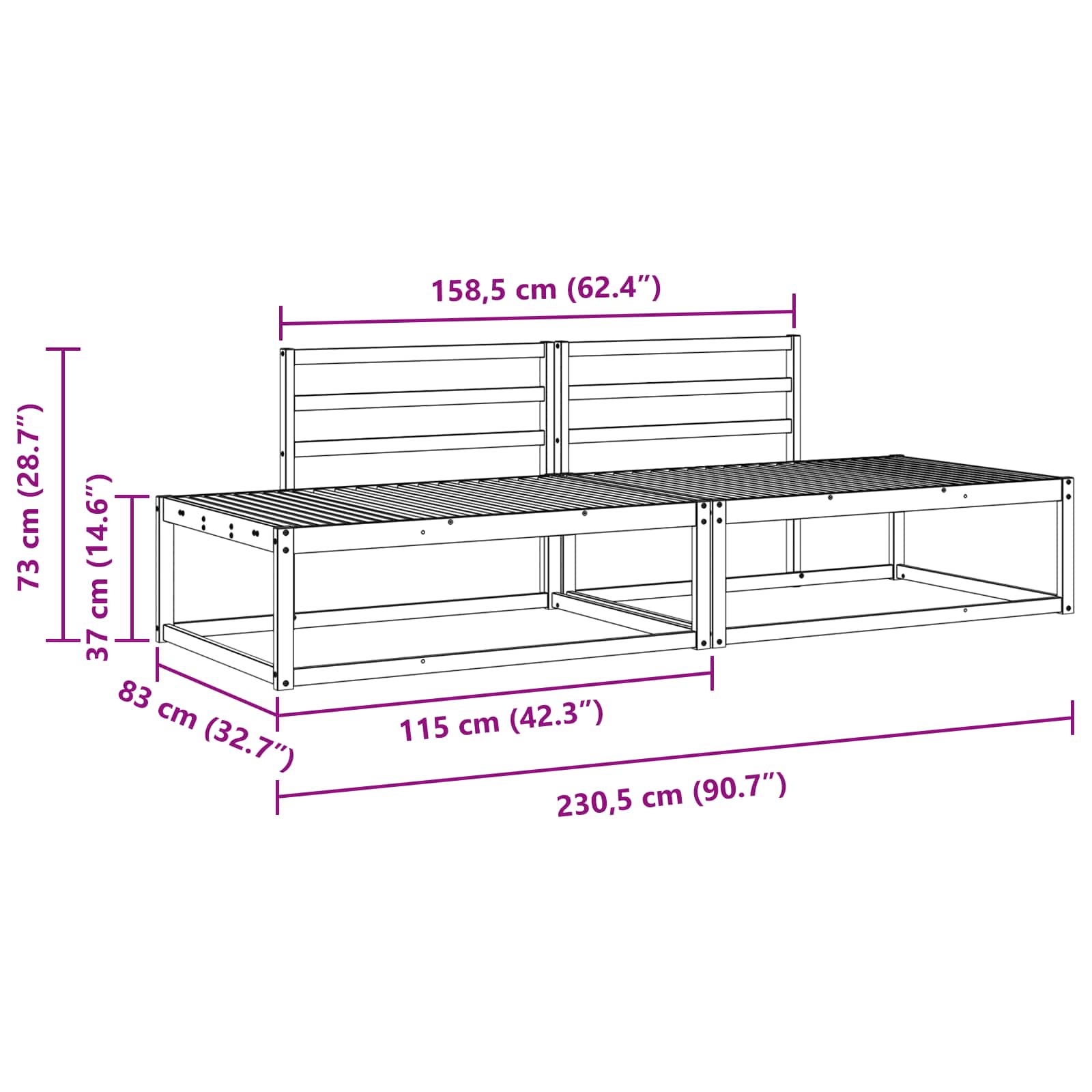 Outdoor Sofa Set Solid Acacia Wood