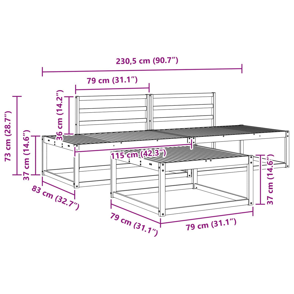 Outdoor Sofa Set Solid Acacia Wood