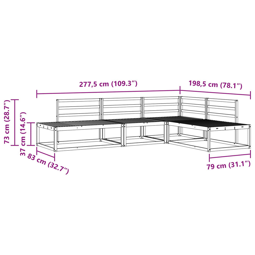 Outdoor Sofa Set Solid Acacia Wood