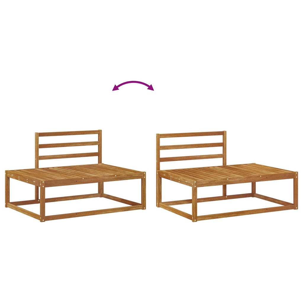Outdoor Sofa Set Solid Acacia Wood White Natural 115 cm